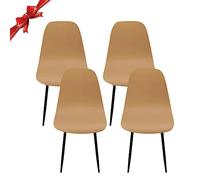 Jaotto Fundas para Sillas Pack de 4,Fundas Sillas de Comedor Redondas Elásticas Ajustables,Diagonale Fundas para Silla Oficina Sin Brazo,Cubiertas de Sillas Redondas para Cocina Estudio,Camello