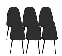 Jaotto Fundas para Sillas Pack de 6,Fundas Sillas de Comedor Redondas Elásticas Ajustables,Diagonale Fundas para Silla Oficina Sin Brazo,Cubiertas de Sillas Redondas para Cocina Estudio,Negro