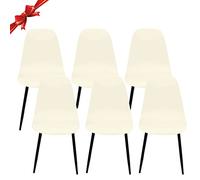 Jaotto Fundas para Sillas Pack de 6,Fundas Sillas de Comedor Redondas Elásticas Ajustables,Diagonale Fundas para Silla Oficina Sin Brazo,Cubiertas de Sillas Redondas para Cocina Estudio,Beige