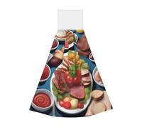 JaoXer A Delicious Feast - Toalla colgante de terciopelo coral, paños de limpieza de secado rápido para cocina, baño, camping y más