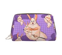 JaoXer Bolsa de maquillaje de cuero dorado, con estampado de conejo loco, bolsa de cosméticos de viaje con cremallera, organizador portátil de artículos de tocador para uso diario, Dorado, One Size