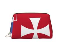 JaoXer Bolsa de maquillaje de piel dorada, diseño de bandera de las islas Wallis y Futuna, bolsa de cosméticos de viaje con cremallera, organizador portátil de artículos de tocador para uso diario