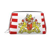 JaoXer Bolsa de maquillaje de piel dorada, diseño de bandera del Senado de Bremen, bolsa de cosméticos de viaje con cremallera, organizador portátil de artículos de tocador para uso diario, Plateado