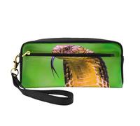 JaoXer Bolsa de maquillaje reutilizable - Organizador de artículos de aseo de viaje, diseño completo de piel con estampado de serpiente cobra para mujer, color negro, talla única