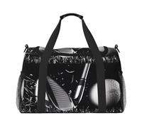 JaoXer Bolsa de viaje de mano de golf en blanco y negro, bolsa ecológica grande aislada, perfecta para camping, comestibles, deportes, gimnasio y aventuras al aire libre, color negro, talla única