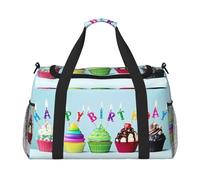 JaoXer Colorida bolsa de viaje de mano para cupcakes de feliz cumpleaños, bolsa ecológica grande aislada, perfecta para camping, comestibles, deportes, gimnasio y aventuras al aire libre