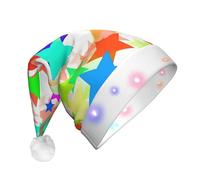 JaoXer Gorro de Navidad LED con estrellas coloridas para adultos, gorro de fiesta de Año Nuevo, gorro cómodo de Papá Noel de felpa cálida para vacaciones, gorro de feliz gorro