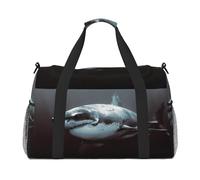 JaoXer Gran bolsa de viaje de mano con tiburón blanco, bolsa ecológica grande aislada, perfecta para camping, comestibles, deportes, gimnasio y aventuras al aire libre