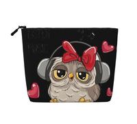 JaoXer Love Owl - Bolsa de maquillaje de cáñamo falso, organizador de artículos de tocador, un paquete para múltiples usos diarios, compañero de viaje de negocios, negro, talla única