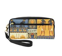 JaoXer Neceser de maquillaje reutilizable - Organizador de artículos de aseo de viaje, diseño completo de la serie de la tribu del antiguo Egipto bolsa de cuero para mujer, color negro, talla única