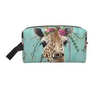 JaoXer Neceser de viaje grande - Jirafa reutilizable con estampado floral Dopp Kit para artículos de tocador, organizador portátil para hombres y mujeres, blanco, talla única