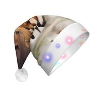 JaoXer Sombrero de Navidad LED de caballos para adultos, gorro de fiesta de Año Nuevo, gorro cómodo de Papá Noel de felpa cálida para vacaciones, gorro de feliz gorro