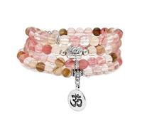 Japa Mala Beads 108 - Pulsera con dije de Buda con símbolo OM Yoga para hombres o mujeres, One Size, Piedra, Sin piedra preciosa