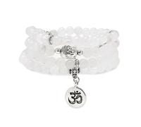 Japa Mala Beads 108 - Pulsera con dije de Buda con símbolo OM Yoga para hombres o mujeres, One Size, Piedra, Sin piedra preciosa