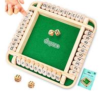 Japace Shut The Box, Juego de Mesa de Madera, 4 Jugadores Juegos de Dados Juguetes de Matematicas para Niños 3 4 5 + Años, Juegos de Tablero Familiares y Viaje, Juegos de Pub Tradicionales Adultos
