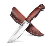 Japaknives Cuchillo de supervivencia al aire libre, hoja fija Full Tang Cuchillo Bushcraft Acero D2 Cuchillo de cinturón con funda de cuero Para Camping Caza Aventura Regalo