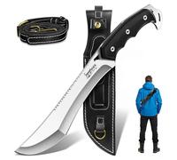 Japaknives Outdoor Survival Cuchillo Full Tang Afilado con Correa trasera Funda 5mm de grosor Hoja fija para Camping Jardinería Regalos de para hombres