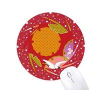 Japan Art Japanese Style Crane Wheel mouse pad de goma roja redonda