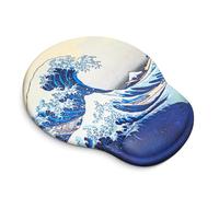 JAPAN CRAFT x Hokusai The Great Wave Off Kanagawa - Alfombrilla ergonómica de silicona para mouse con reposamuñecas y base de goma antideslizante, cómodo soporte de muñeca de gel para oficina y juegos