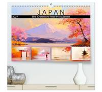 Japan. Eine künstlerische Reise im Aquarellstil (hochwertiger Premium Wandkalender 2027 DIN A2 quer), Kunstdruck in Hochglanz: Impressionen aus dem Land der aufgehenden Sonne
