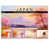 Japan. Eine künstlerische Reise im Aquarellstil (Wandkalender 2027 DIN A4 quer),