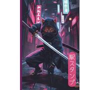 Japan Eki Stamp Book | Cute Kawaii Cyber Punk Ninja Cat | 4 x 6 Passport Sized Collection Book: Start Your Own Travel Stamp Collection