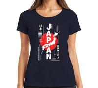 Japan Land of the Rising Sun Nihon Card Y2K - Camiseta para mujer, azul marino, S