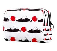 Japan Mount Fuji - Bolsa de cosméticos con diseño de sol rojo para mujer, bolsa organizadora de maquillaje grande con cremallera, multicolor, 18.5x7.5x13cm/7.3x3x5.1in, Neceser