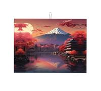 Japan Mount Fuji - Tapete de secado de platos con estampado de paisaje para cocina, almohadilla de drenaje de platos de microfibra, protector absorbente para encimera