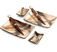 JAPAN ORIENTAL SUHI PLATLER SET | Sushi Vajilla | Juego de 6 piezas de sushi para 2 personas | Platos de sushi, cuencos y palillos en diferentes diseños asiáticos - Fabricado en Japón (Jellyfish)