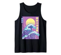 Japan Vaporwave Japanese Great Wave of Kanagawa Camiseta sin Mangas