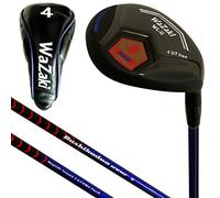 Japan WaZaki - Palo de golf de hierro híbrido individual USGA R A Rules con cubierta, modelo WLIIS, acabado de aceite negro completo, n.º 4, 21 grados, flexible regular para hombre, eje de grafito de