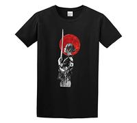 Japan Woman Samurai Men's T-Shirt Unisex Black Cotton Hip Hop Print tee Shirts XL