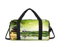 Japan Zen Stone - Bolsa deportiva de bambú con compartimento para zapatos, bolsas de fin de semana japonesas para viajes, gimnasio, organizador de equipaje para mujeres, hombres, niños y niñas