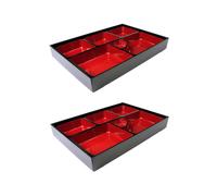 JapanBargain Red and Black Japanese Traditional Plastic Lacquered Lunch Bento Box 6 Compartments for Restaurant or Home Tray an
