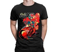 Japanese Akira Anime Graphic Tshirts Japan Retro Manga Man Tops Harajuku Otaku Shirt Men Camiseta Ropa Hombre Tees, Negro , L