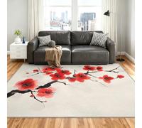 Japanese Alfombra 180x240cm, Cherry Blossoms Alfombras for Living Room | Large Washable Low Pile Anti-Slip Moqueta for Bedroom Bedside Dining Room Decor Mat