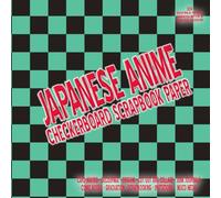Japanese Anime Checkerboard Scrapbook Paper: Green and Black Squared Sheets for Cut Out and Collage and Other DIY Craft Projects