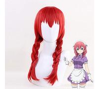 Japanese Anime Cosplay Wig Amano Miu Off Blend S Red Braids Anime Ladies Wig +wig cap