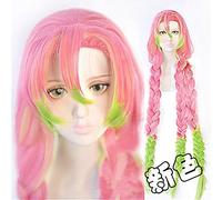 Japanese Anime Demon Slayer: Kimetsu no Yaiba women Kanroji Mitsuri Cosplay Wig Colorful Hair Braids Hair Costumes With Wig Cap