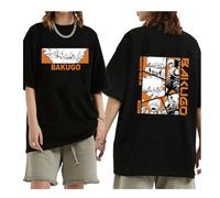 Japanese Anime My Hero Academia Camiseta Boku No Hero Academia Verano Manga Corta Camiseta Suelta Negra Manga Gráfico Tops (3XL,Color 01)