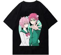 Japanese Anime The Disastrous Life of Saiki K T Shirt Men Summer Crewneck Short Sleeve Hip Hop Graphic Print Tops Black L