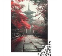 Japanese Architecture Rompecabezas Imposible,desafío for Adults Red Maple Trees 1000 Piezas Obra De Arte De Juego De para Adultos Y Niños A Partir De 12 Años 1000pcs (75x50cm)