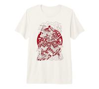 Japanese Art Cat Ninja Ukiyo-e Anime Style Samurai Cat Camiseta Premium