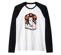 Japanese Art Kitsune Fox Japan Camiseta Manga Raglan