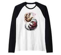 Japanese Art Lazy Sloth Good and Devil Sloths Camiseta Manga Raglan