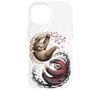 Japanese Art Lazy Sloth Good and Devil Sloths Carcasa para iPhone 15