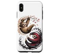 Japanese Art Lazy Sloth Good and Devil Sloths Carcasa para iPhone XS MAX
