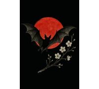 Japanese Bat Dot Grid Notebook - Sumi-e Ink Wash Art with Red Sun: 120 Dot Grid Pages, 6x9, Minimalist Japanese Aesthetic Journal for Bullet Journaling and Notes