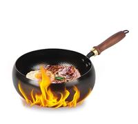 Japanese Carbon Steel Wok Pan, 10.2 Inch Stir Fry Pan with Glass Lid, Flat Bottom Wok for All Stoves, Pre-Seasoned Nonstick Iron Cookware, Rust Resistant Hand Hammered Frying Pan (Hammer-No Lid,11")